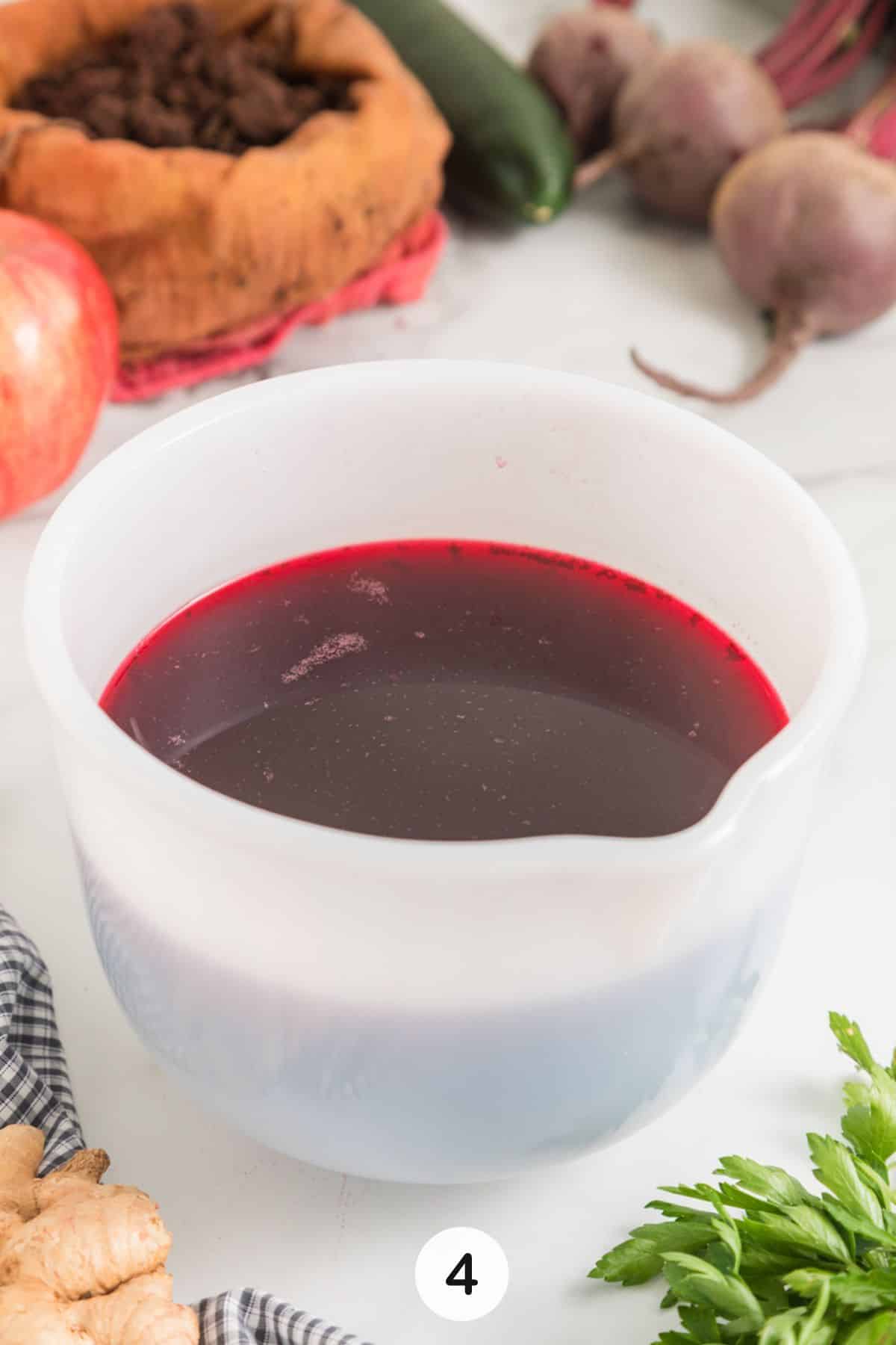 beet juice recipe after straining through nut milk bag.