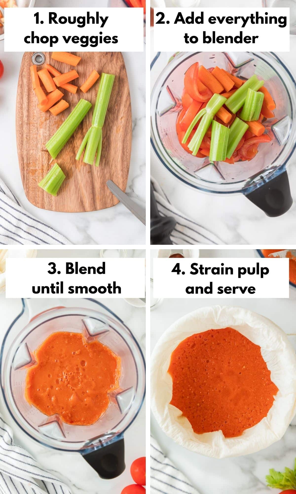 Process collage to chop and blend Tomato Juice.
