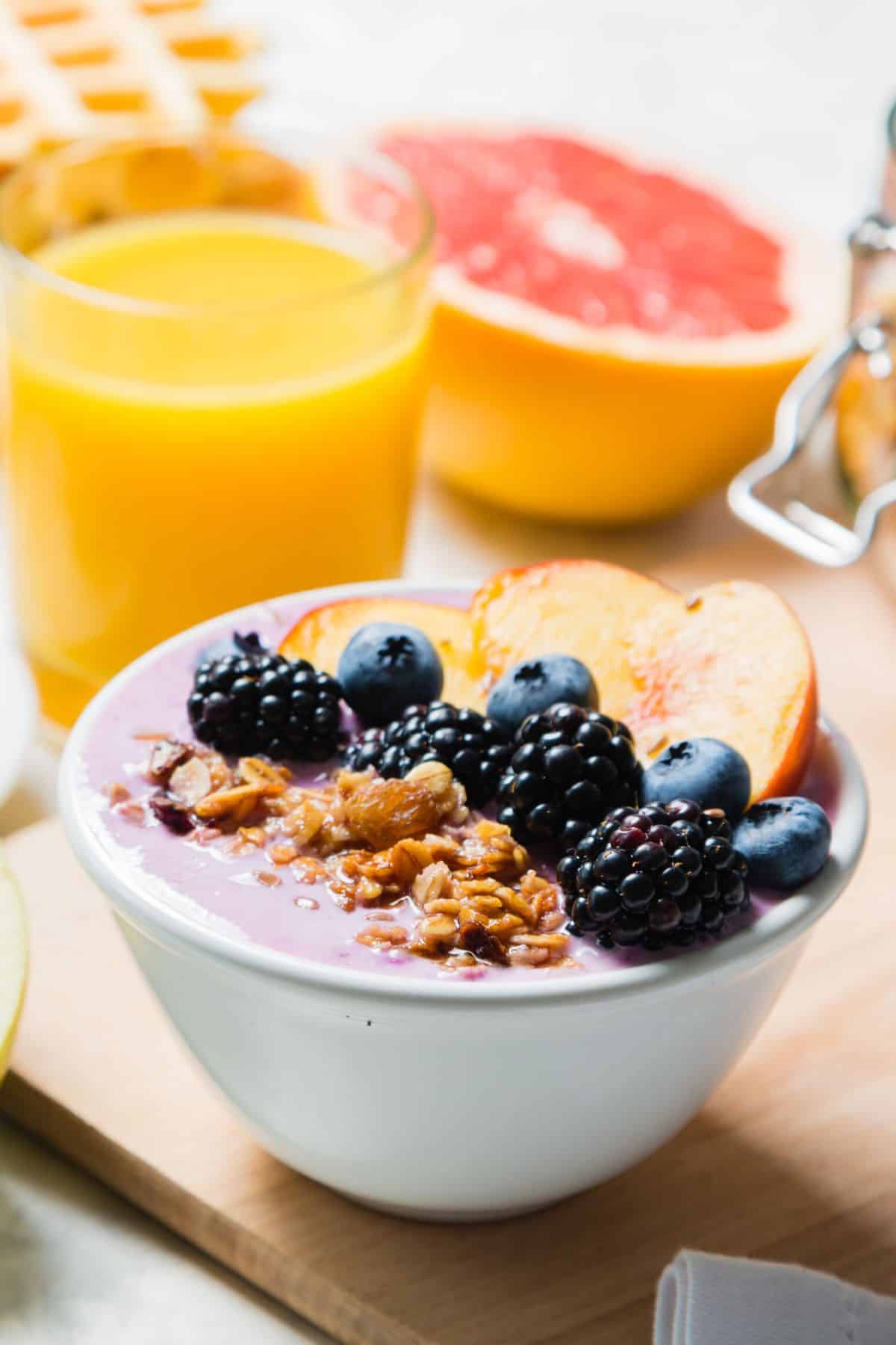 selection of clean eating foods on table served for breakfast.