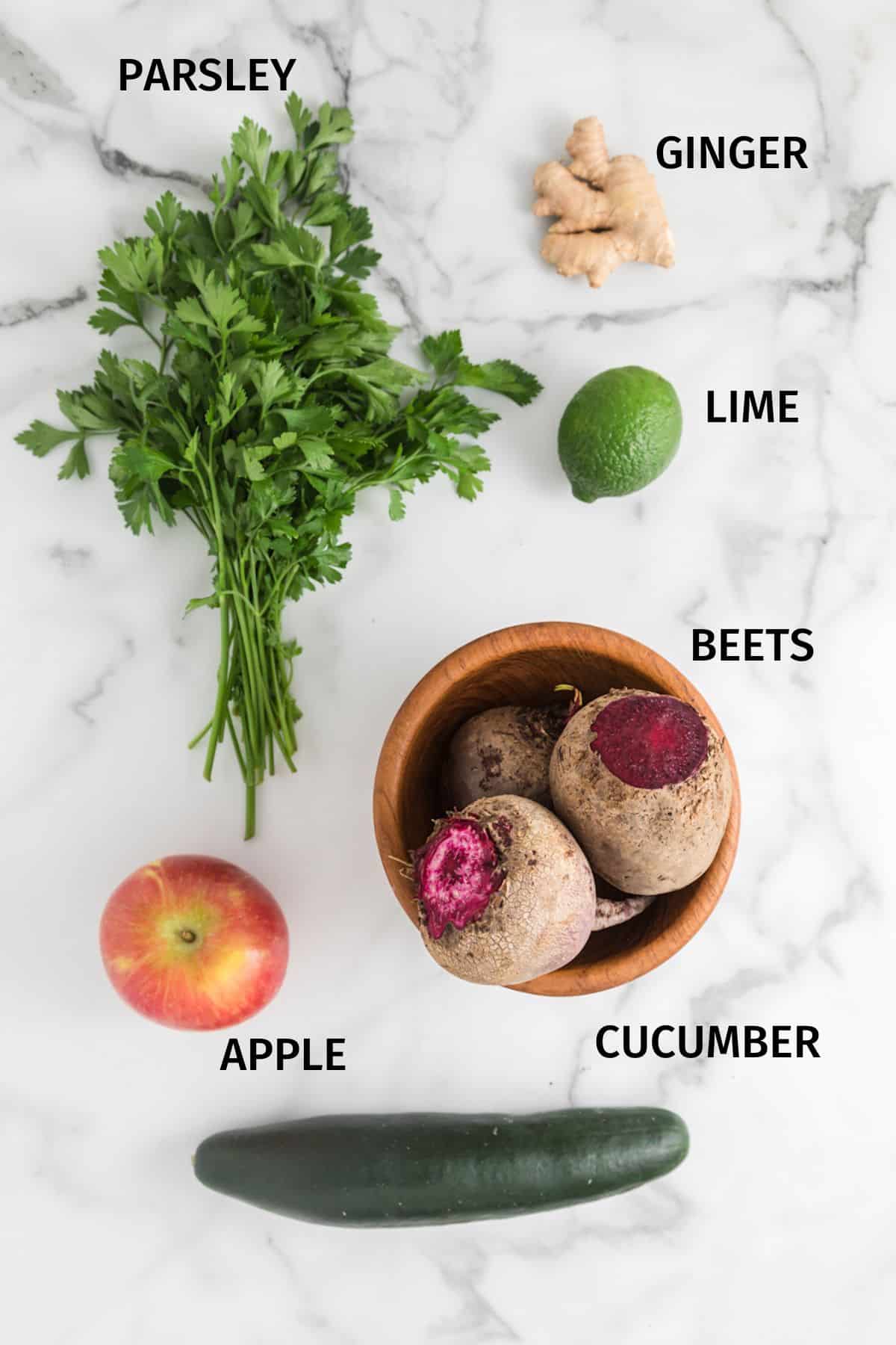 ingredients for making beet juice.