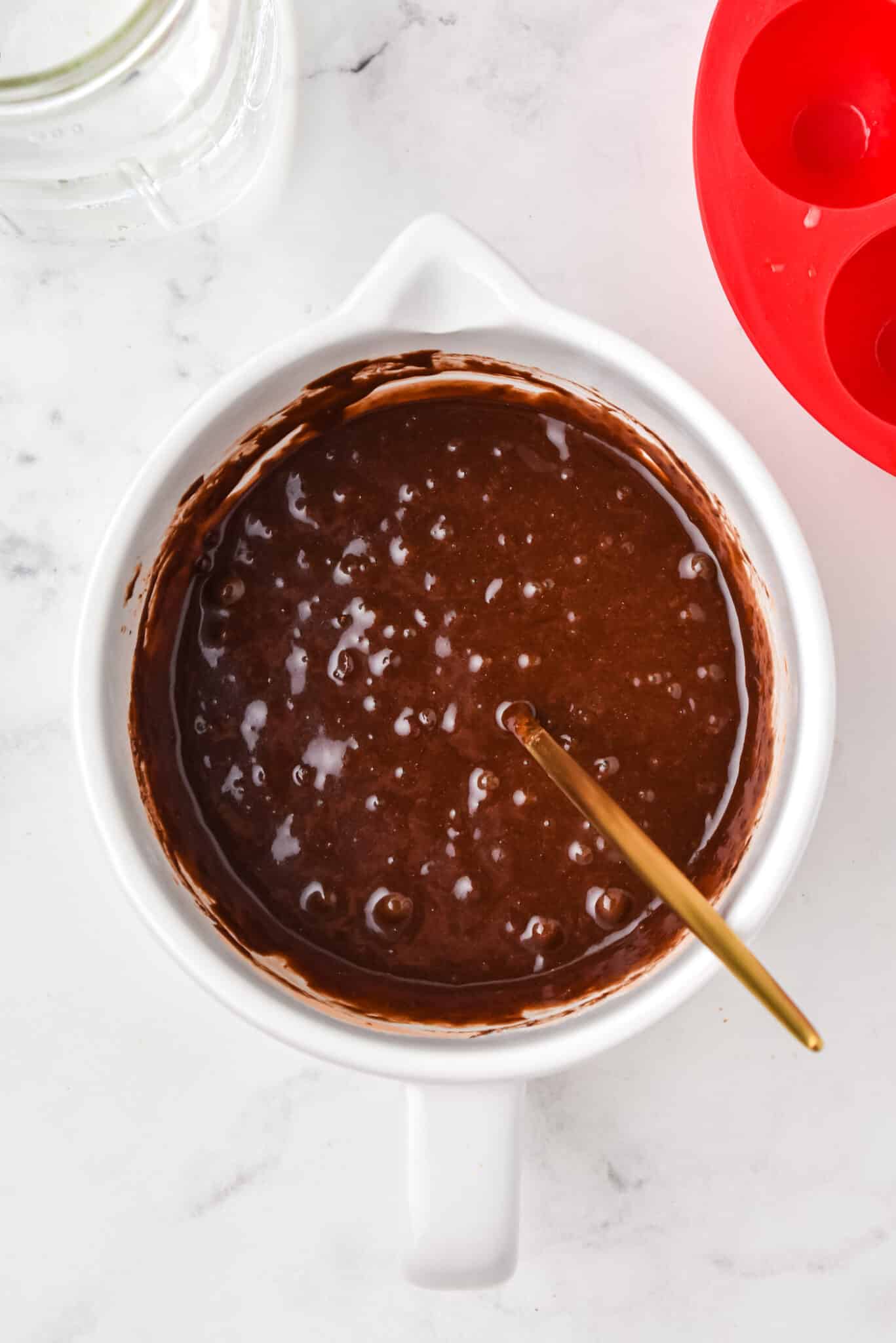 batter for instant pot brownie bites in bowl.
