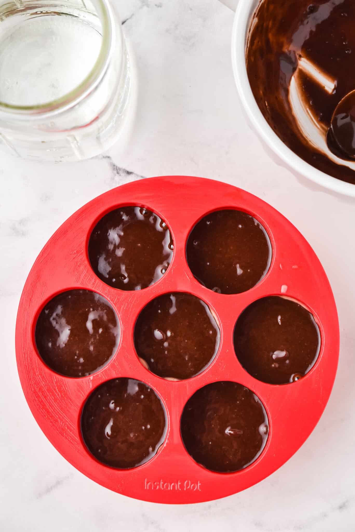 instant pot brownie bite batter in silicone egg mold.