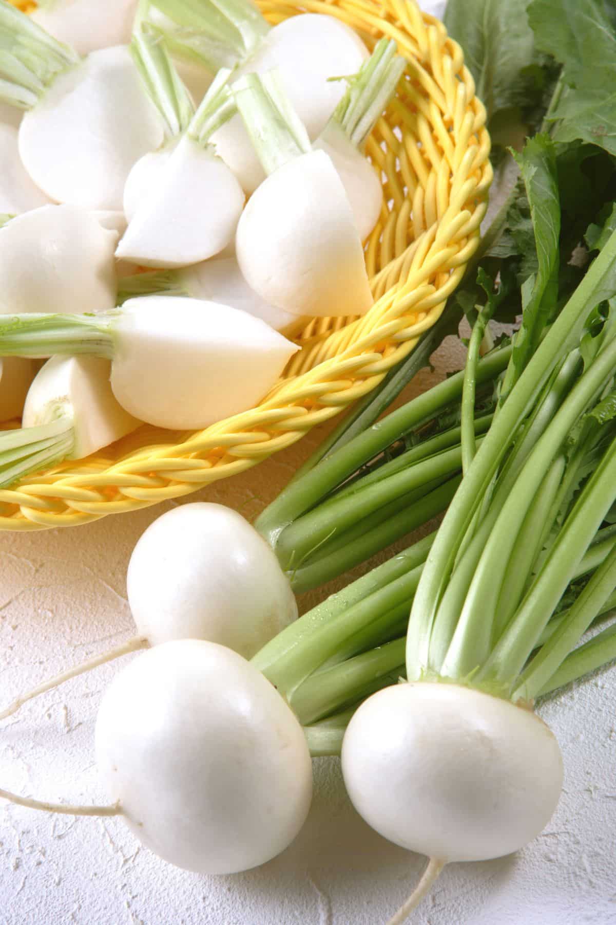 turnips on kitchen countertop.