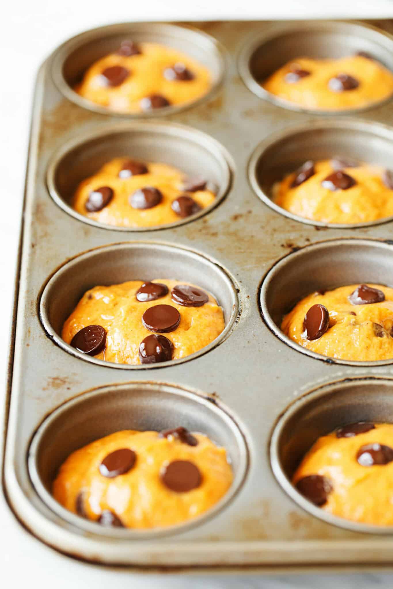 gluten free pumpkin muffins in tray.