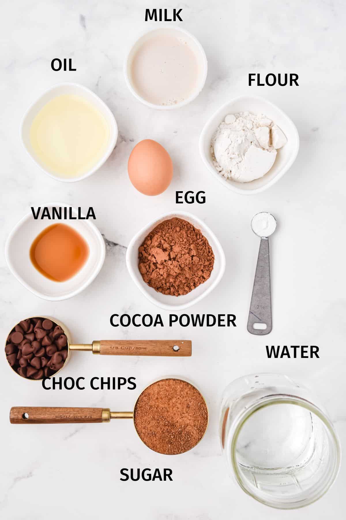 ingredients for making instant pot brownie bites.
