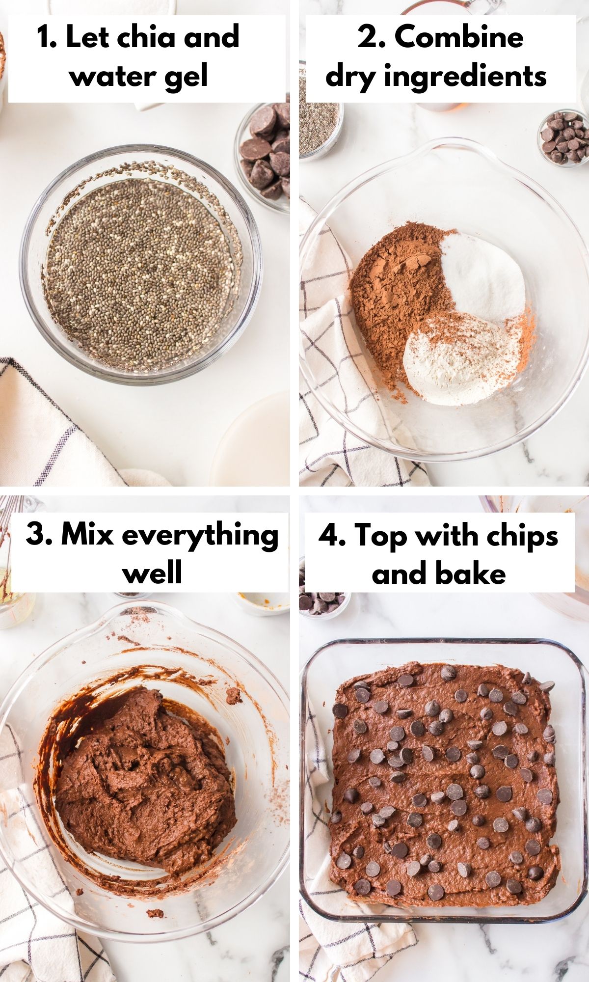 Photo collage of how to make vegan pumpkin brownies.