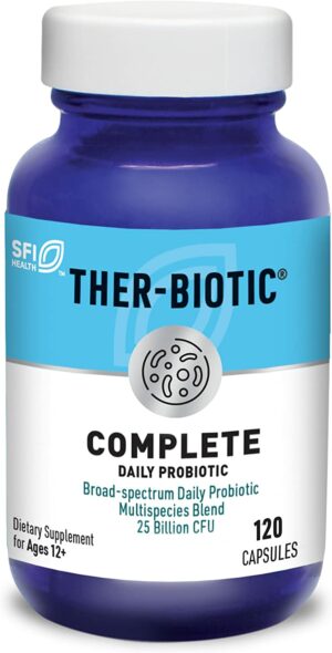 a jar of Ther-Biotic Complete Daily Probiotic.
