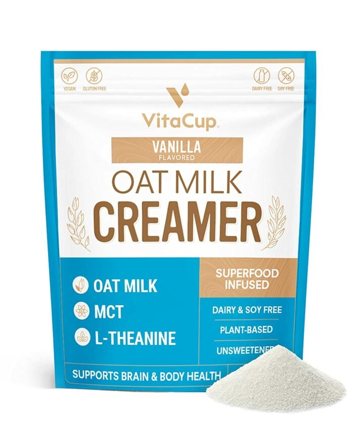 a pouch of VitaCup Oat Milk Creamer in vanilla.
