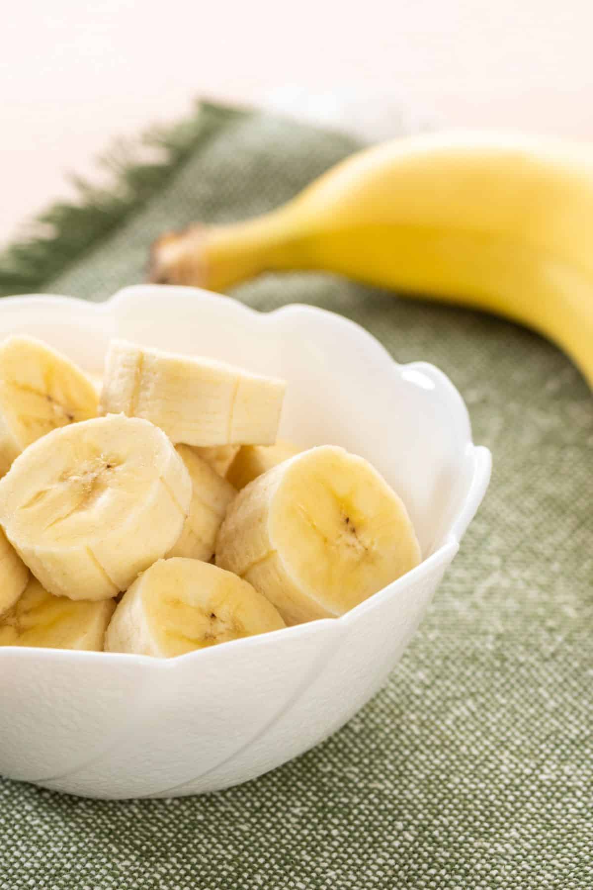 ripe banana in bowl.