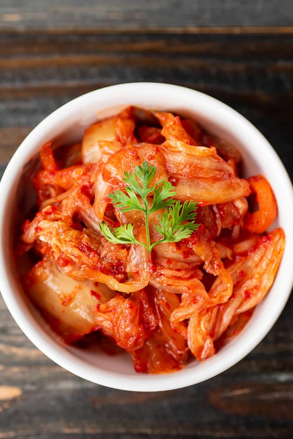 a bowl of kimchi.