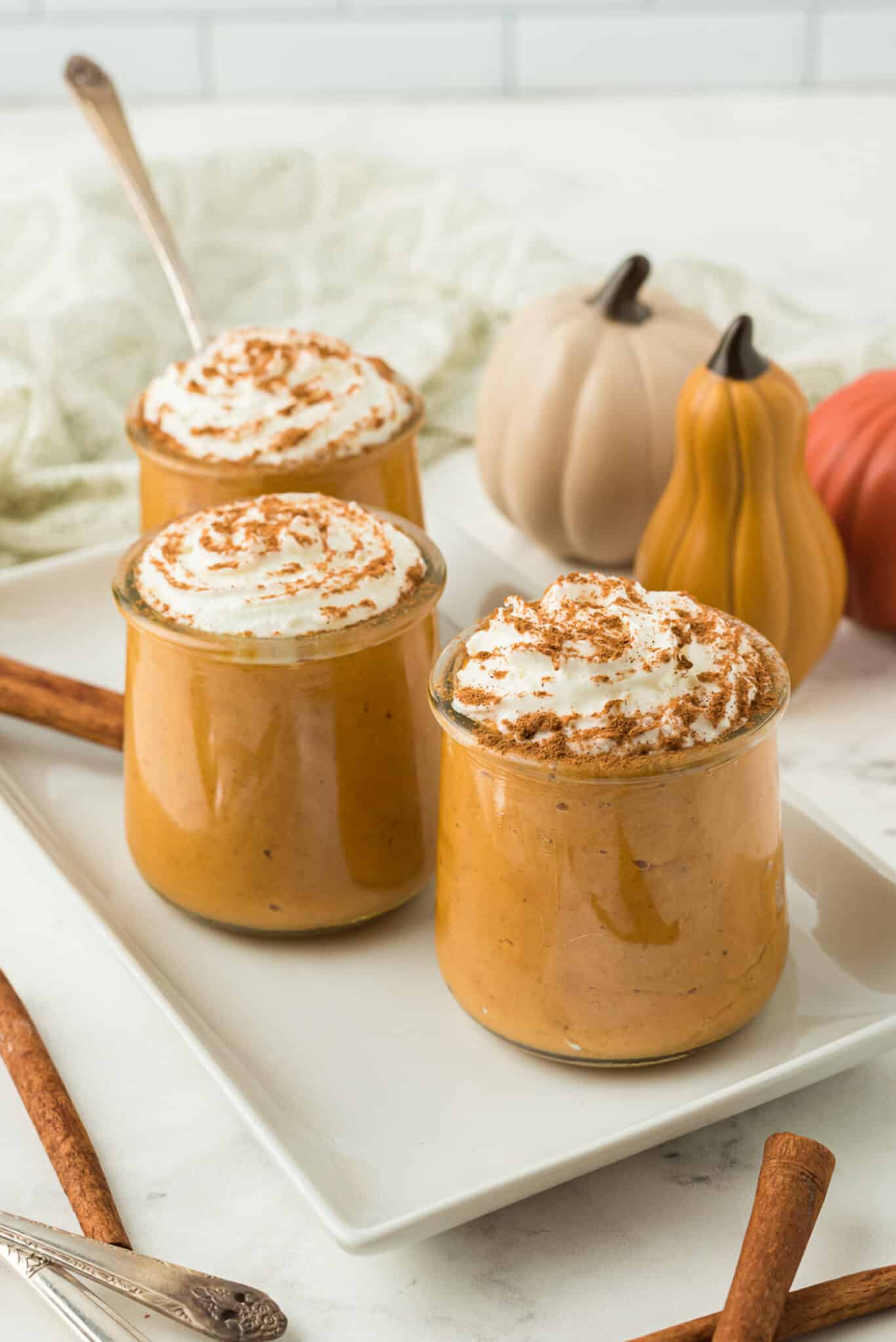 instant pot pumpkin pudding on table.