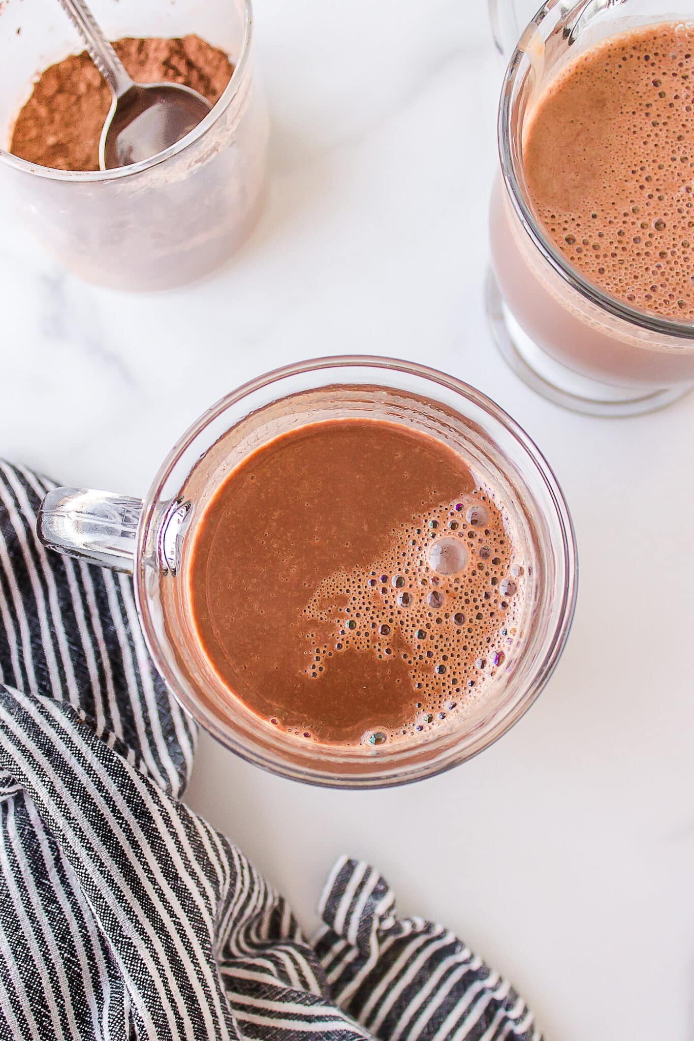 hot chocolate made without milk ready to serve.