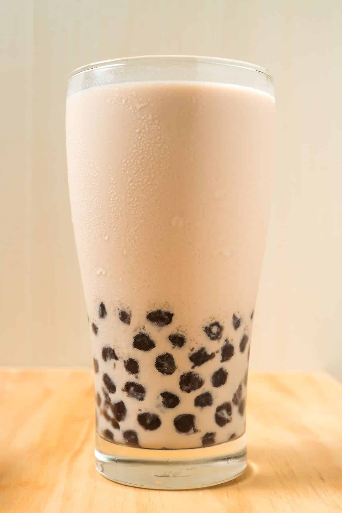 coffee boba in glass.