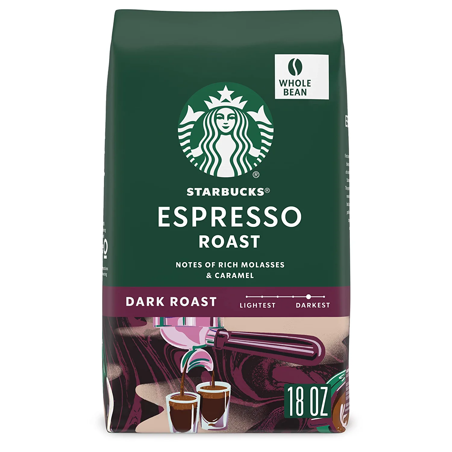 a bag of espresso dark roast.