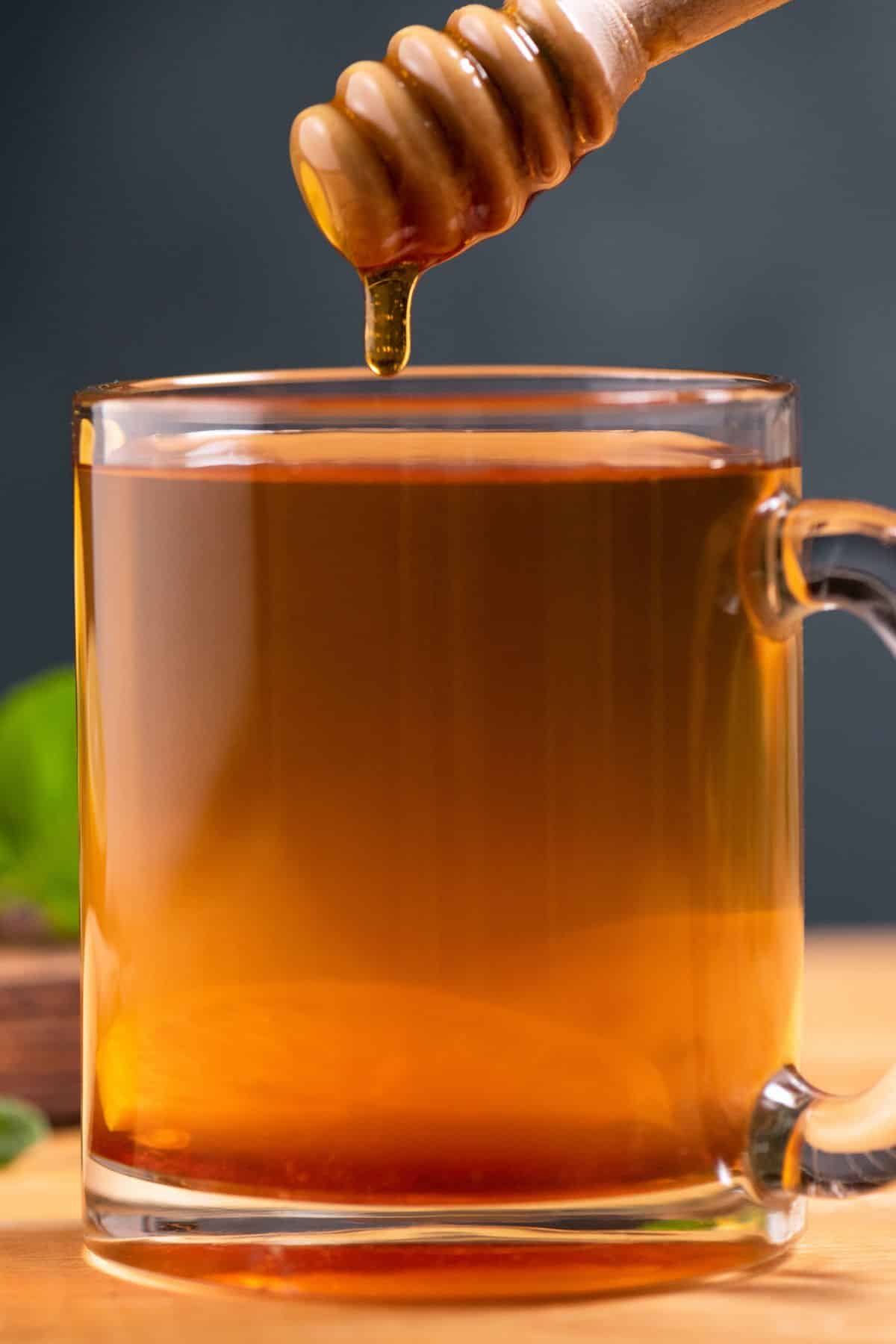 a glass of Honey Citrus Mint Tea.