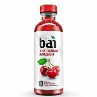 a bottle of Bai water in Zambia Bing Cherry flavor.