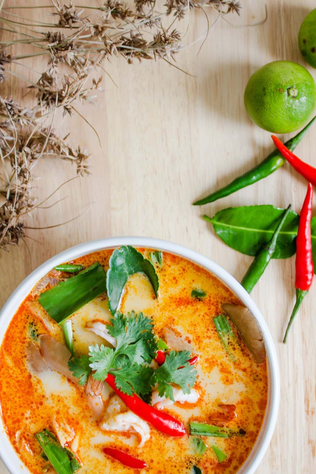 a bowl of Tom Yum Goong thai soup.