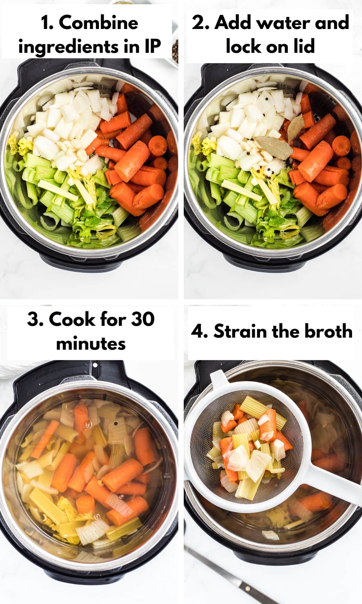 process shot collage for instant pot vegetable broth.