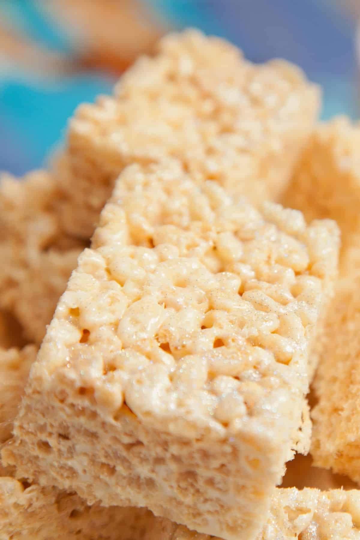 a stack of rice krispie treats.