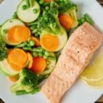 steamed veggies with salmon.