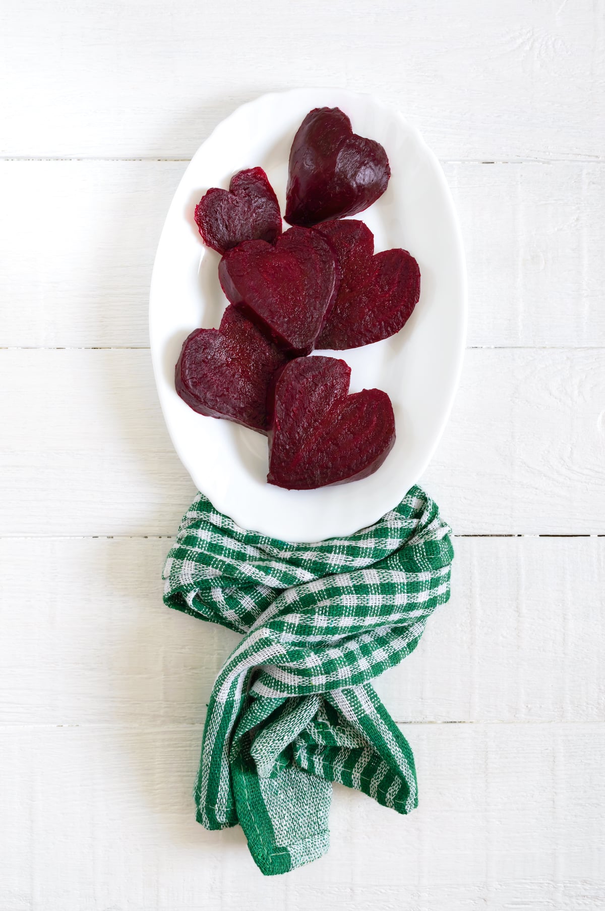 cooked instant pot beets cut into hearts.