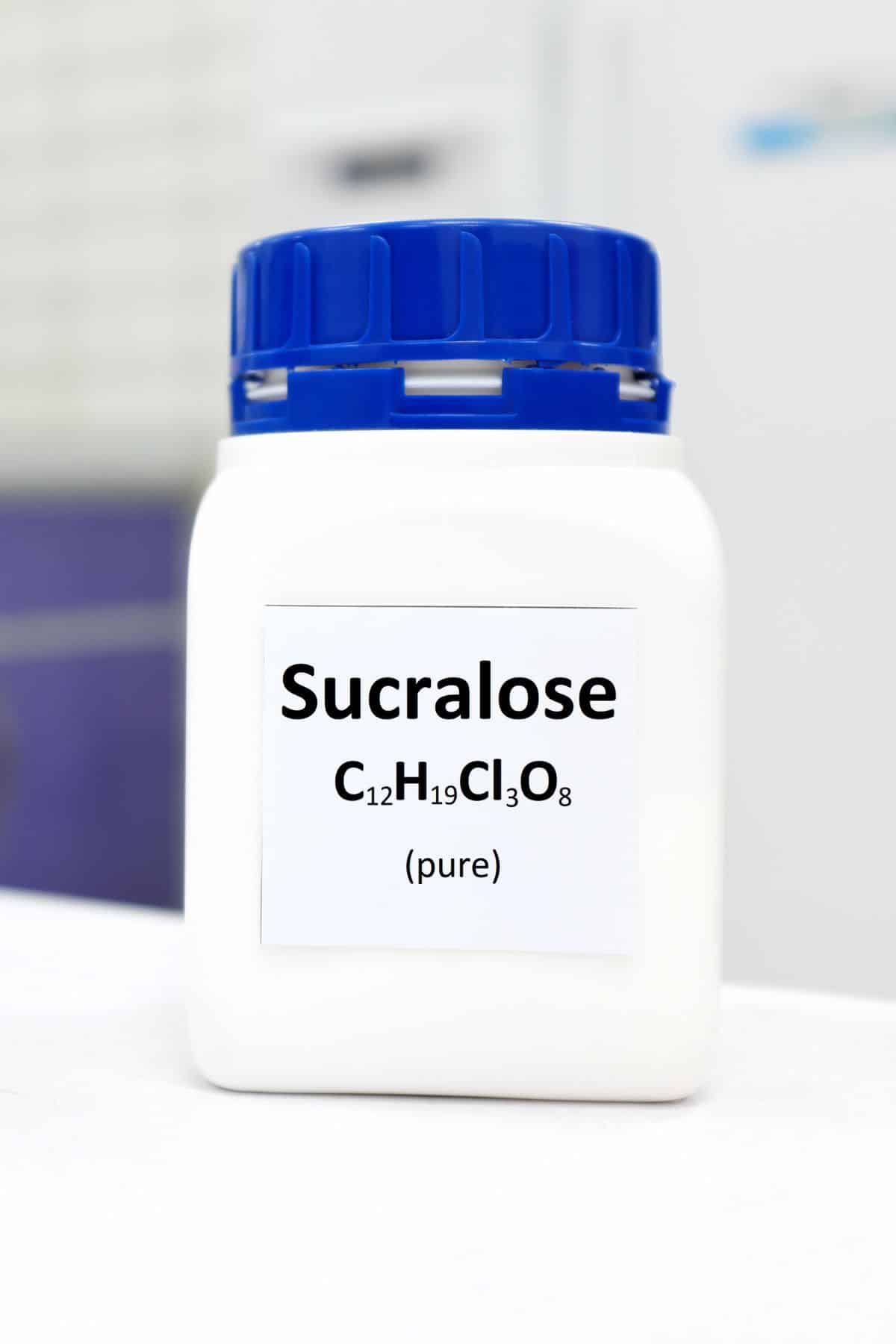 a bottle labeled sucralose.