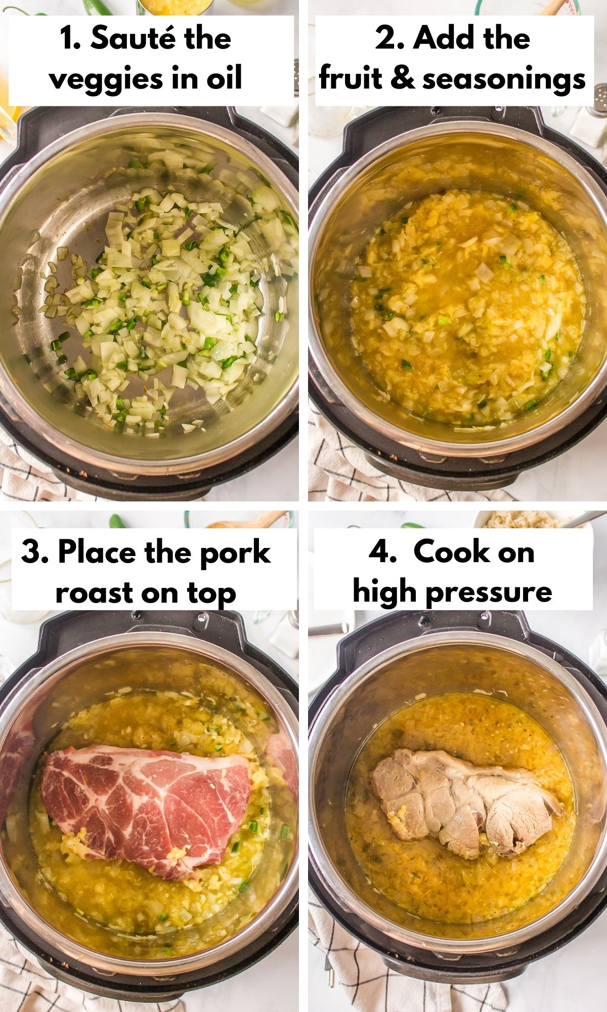 the process for cooking pork roast in the Instant Pot.