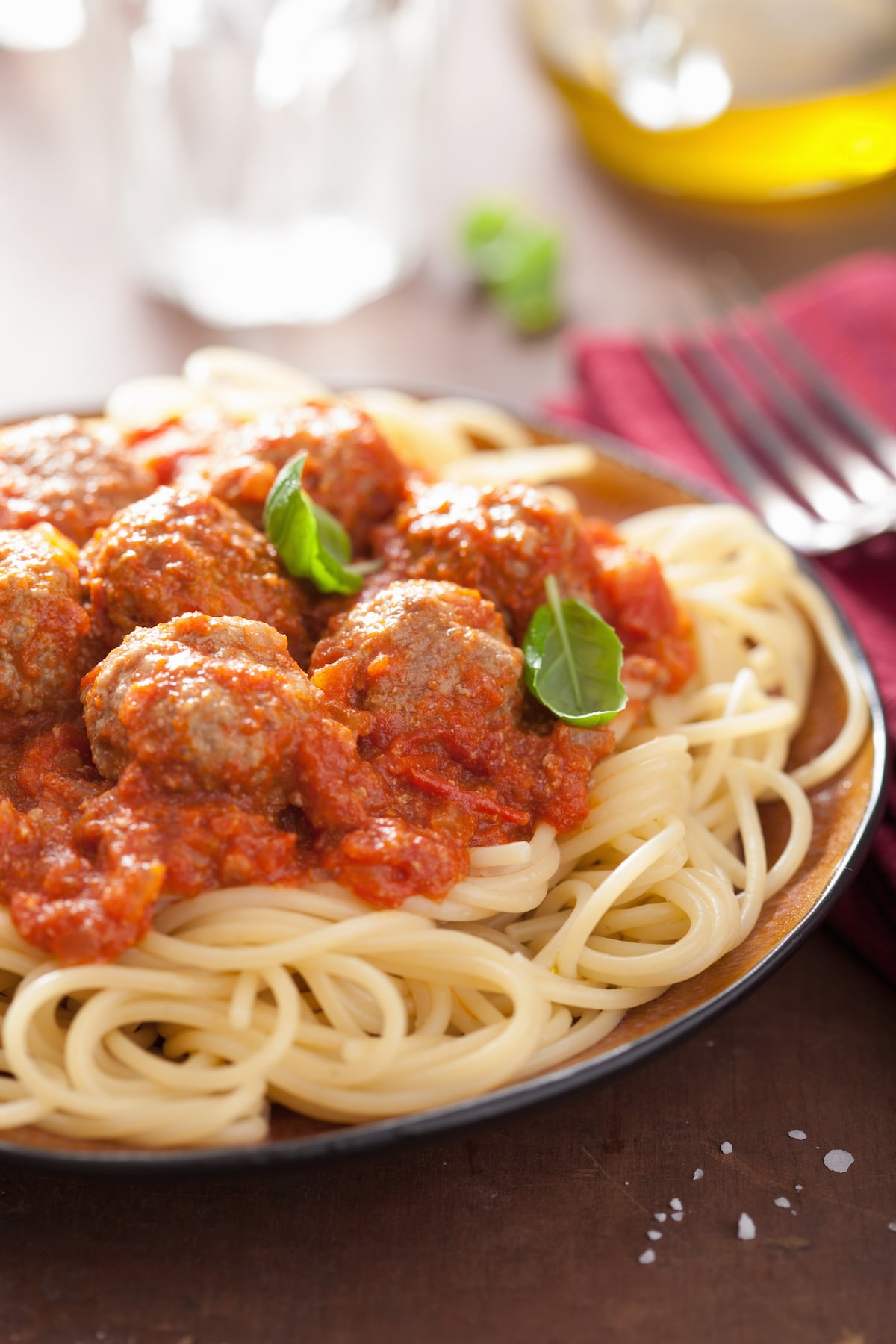 dairy free meatballs with pasta.