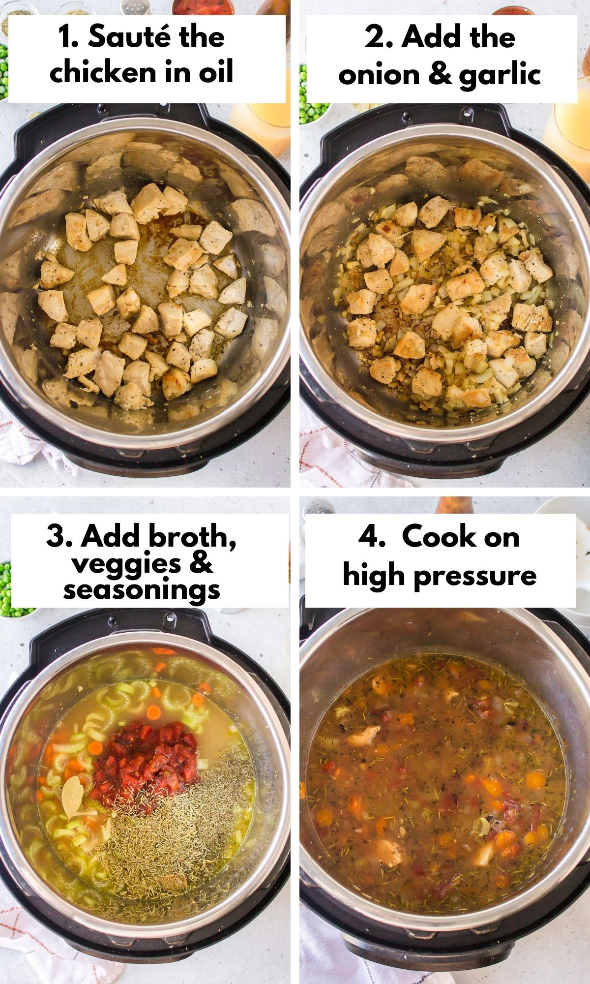 steps for cooking Instant Pot Chicken Stew.