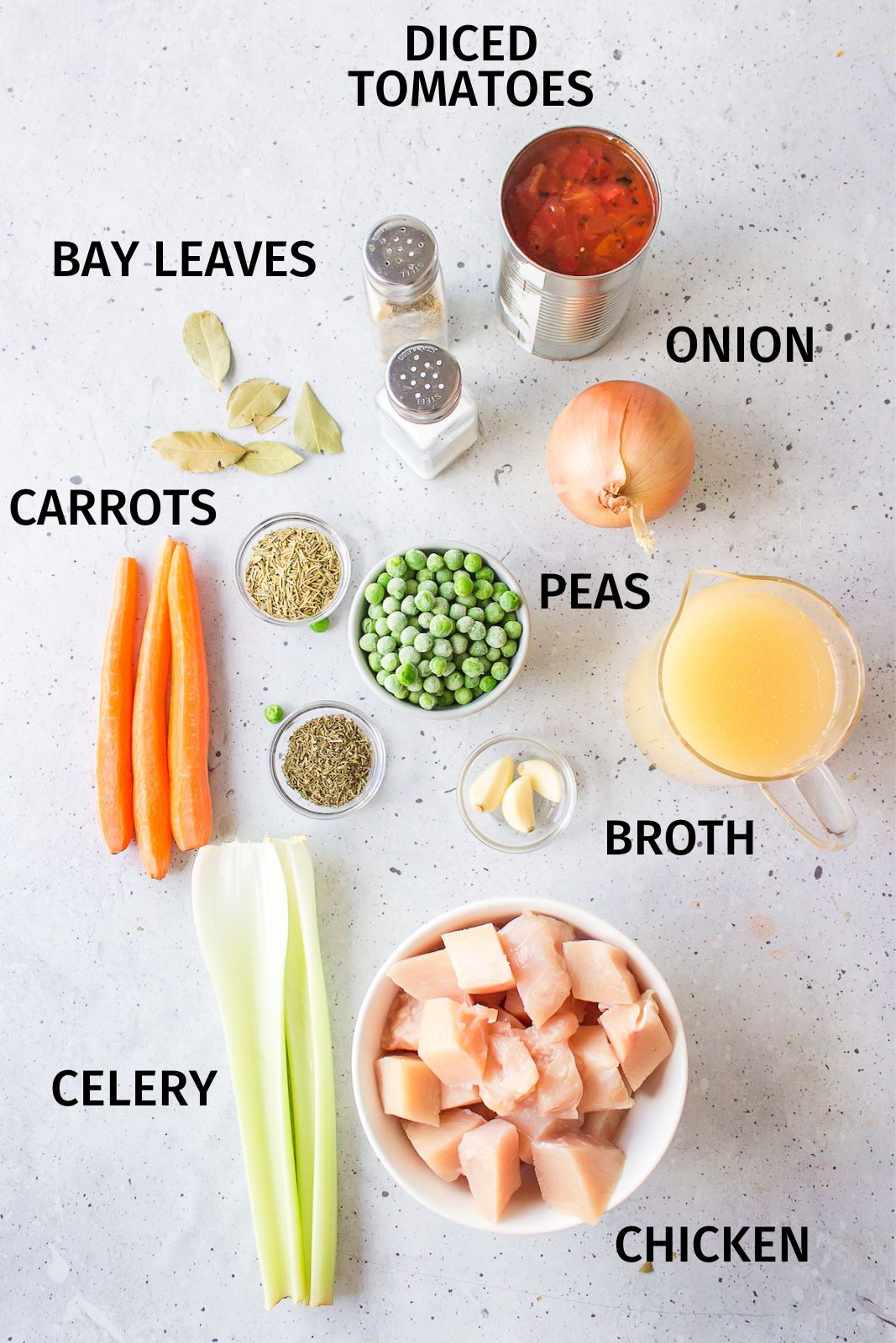 ingredients for Instant Pot Chicken Stew on a counter.
