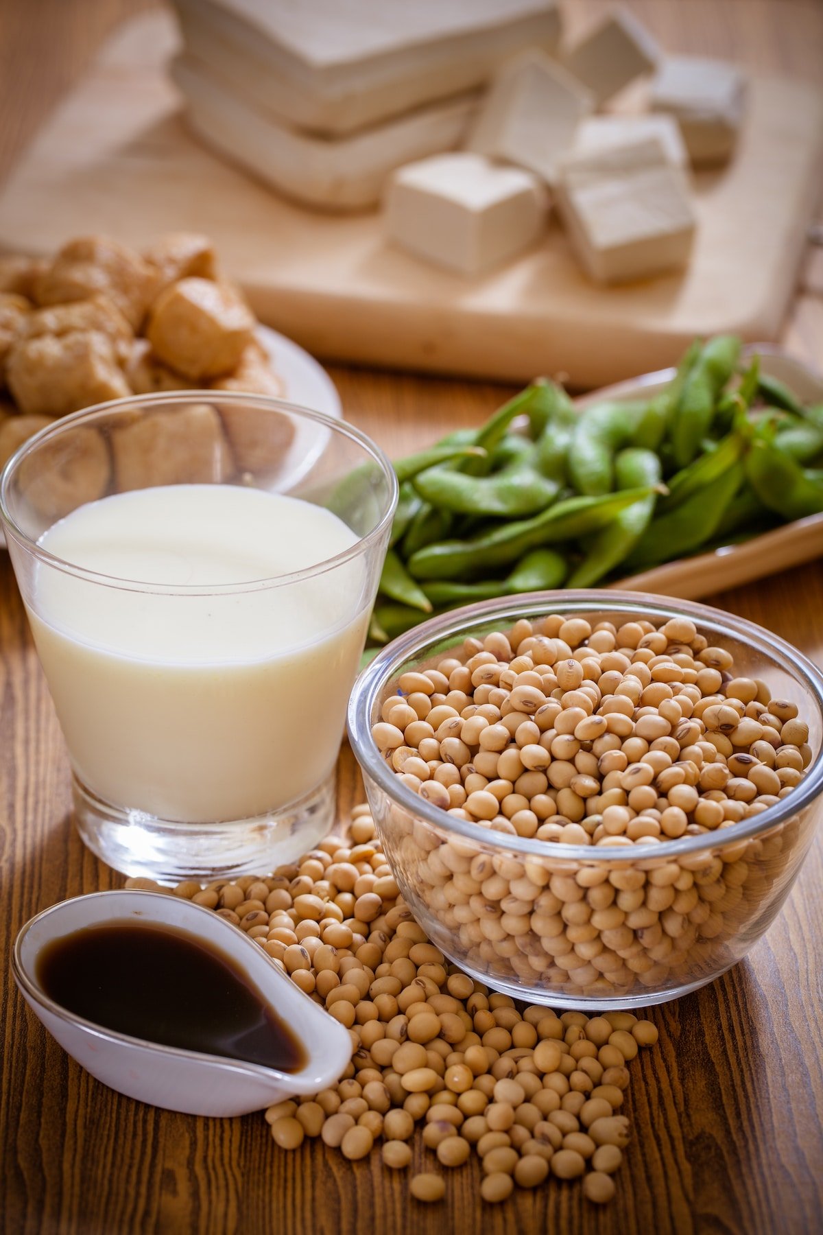 soy foods on a tabletop.