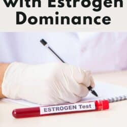 a vial in front of a doctor labeled "estrogen test".