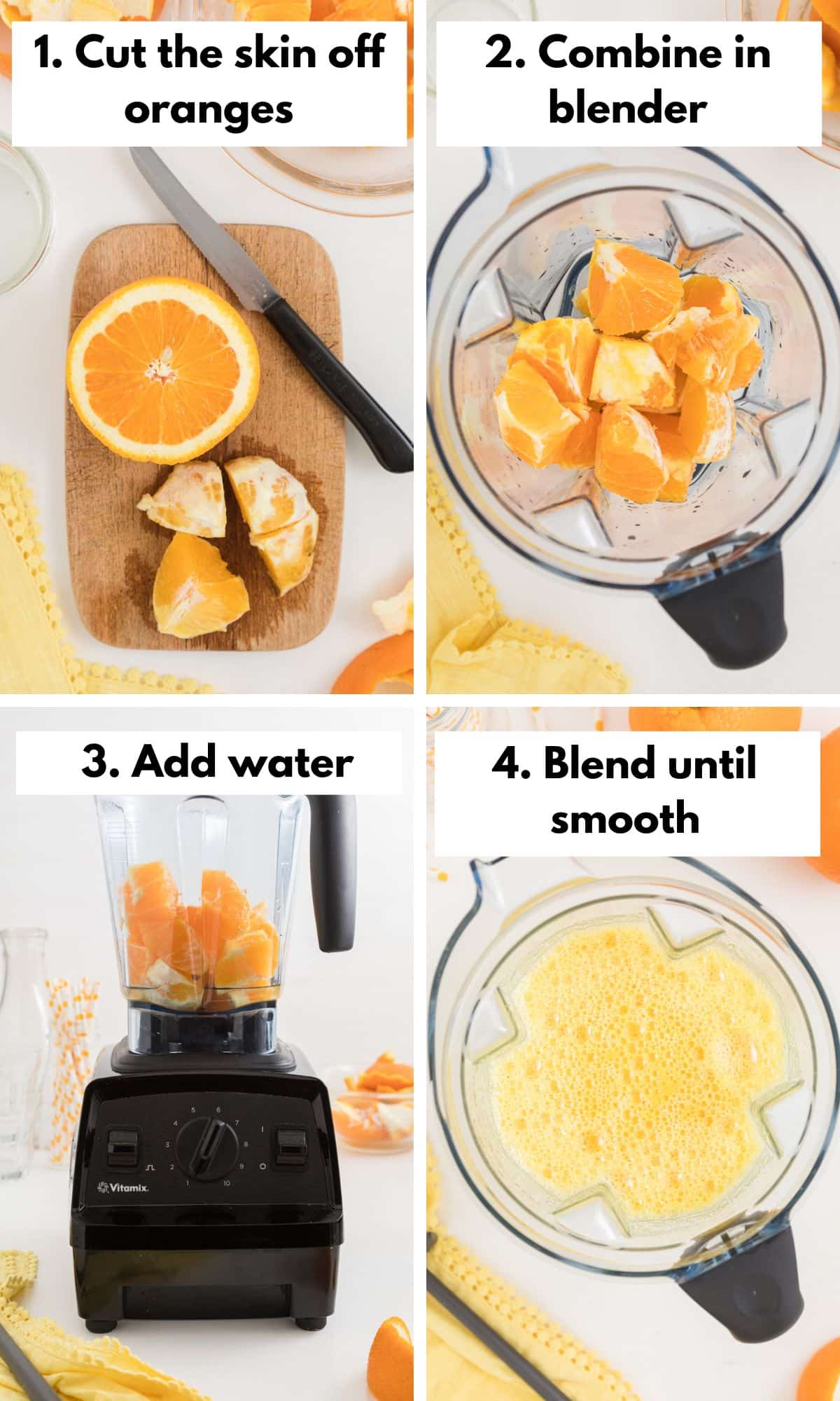 process photos for vitamix orange juice.