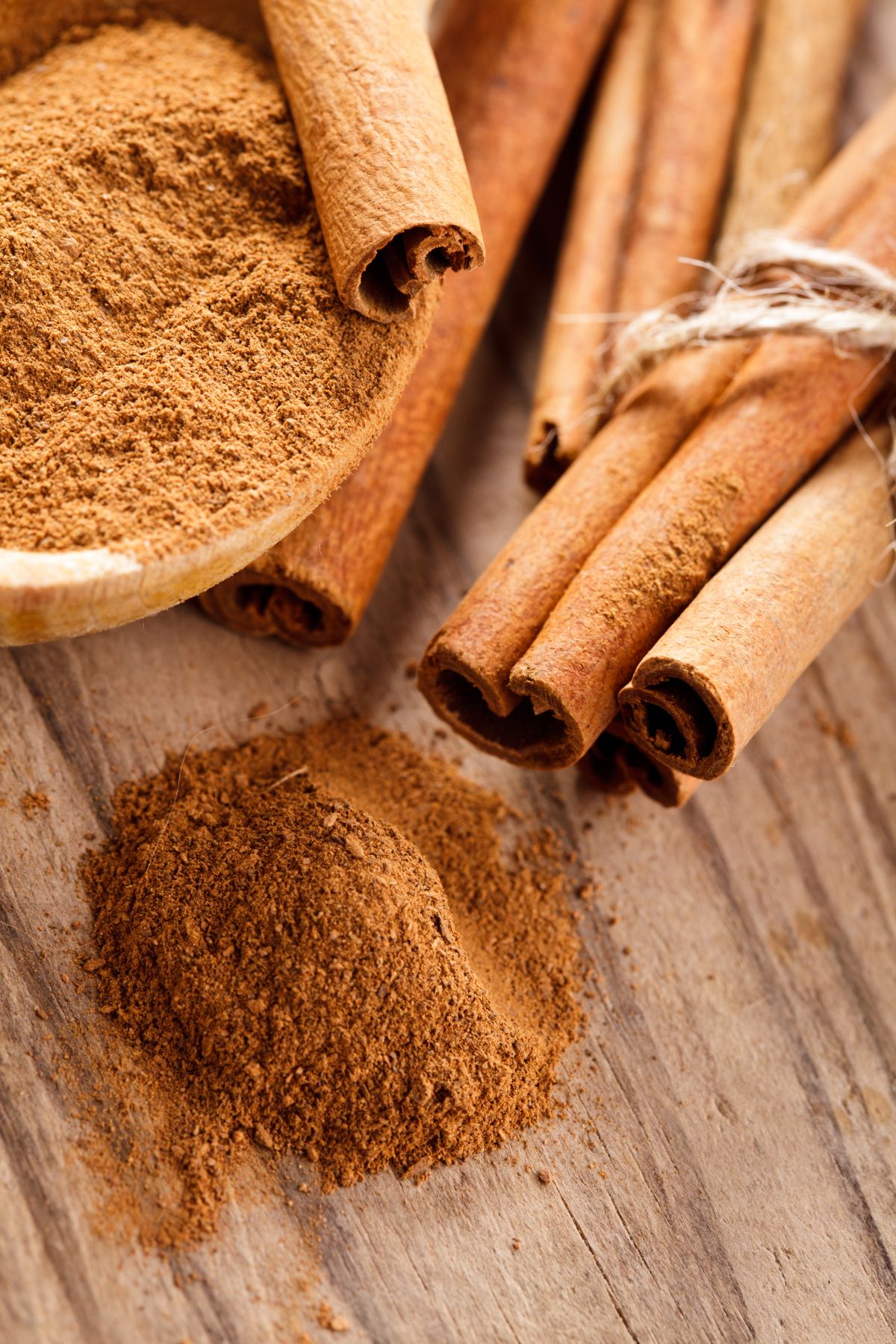 cinnamon sticks on table.