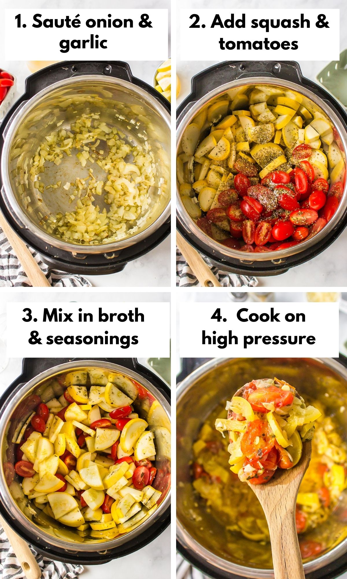 process for cooking Instant Pot Yellow Squash.