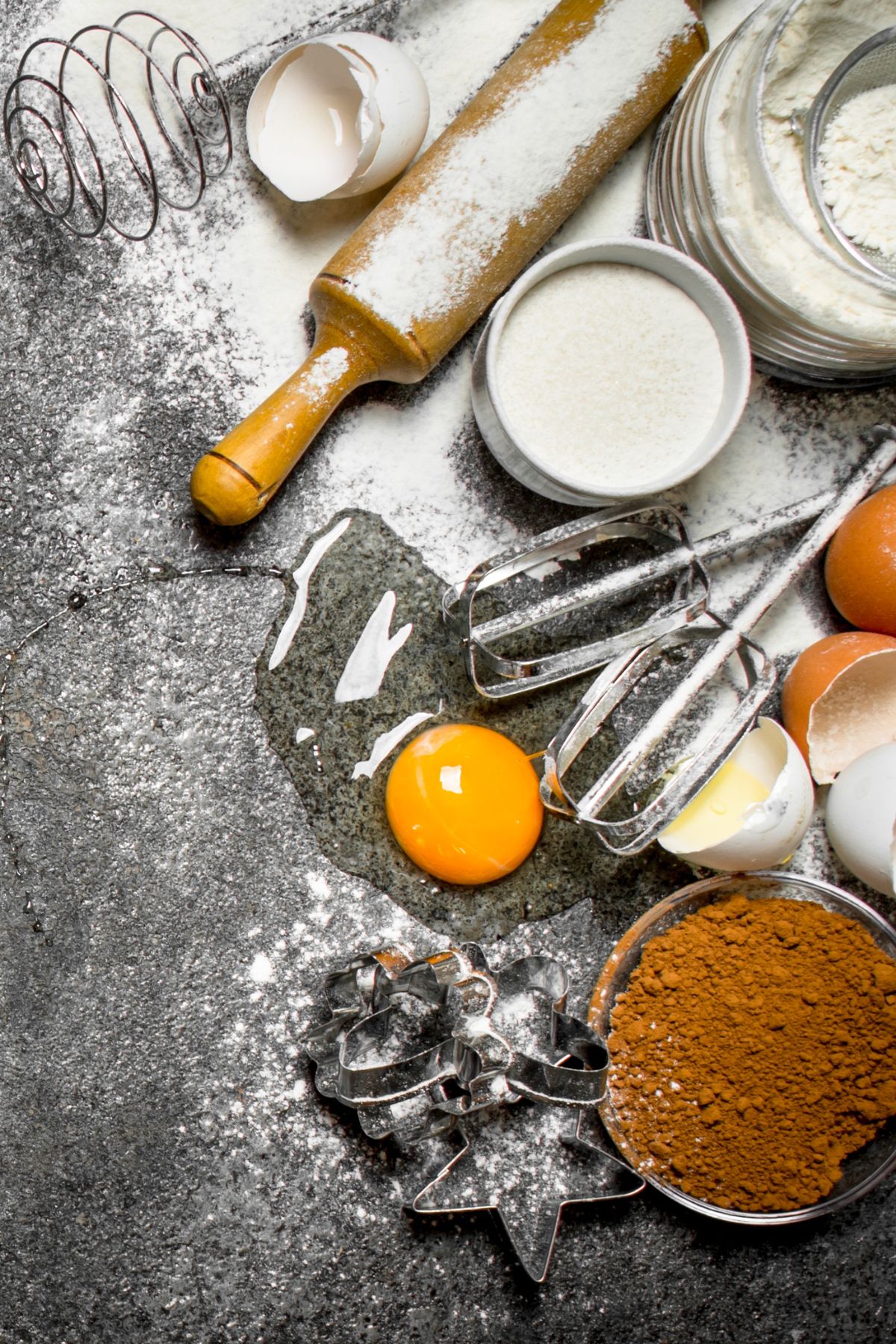 ingredients for baking cookies on table.