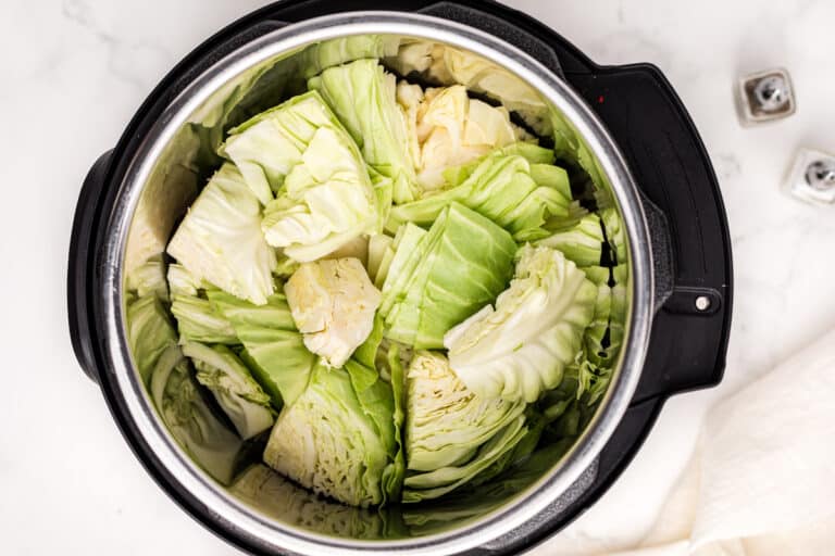instant pot steamed cabbage in pot.
