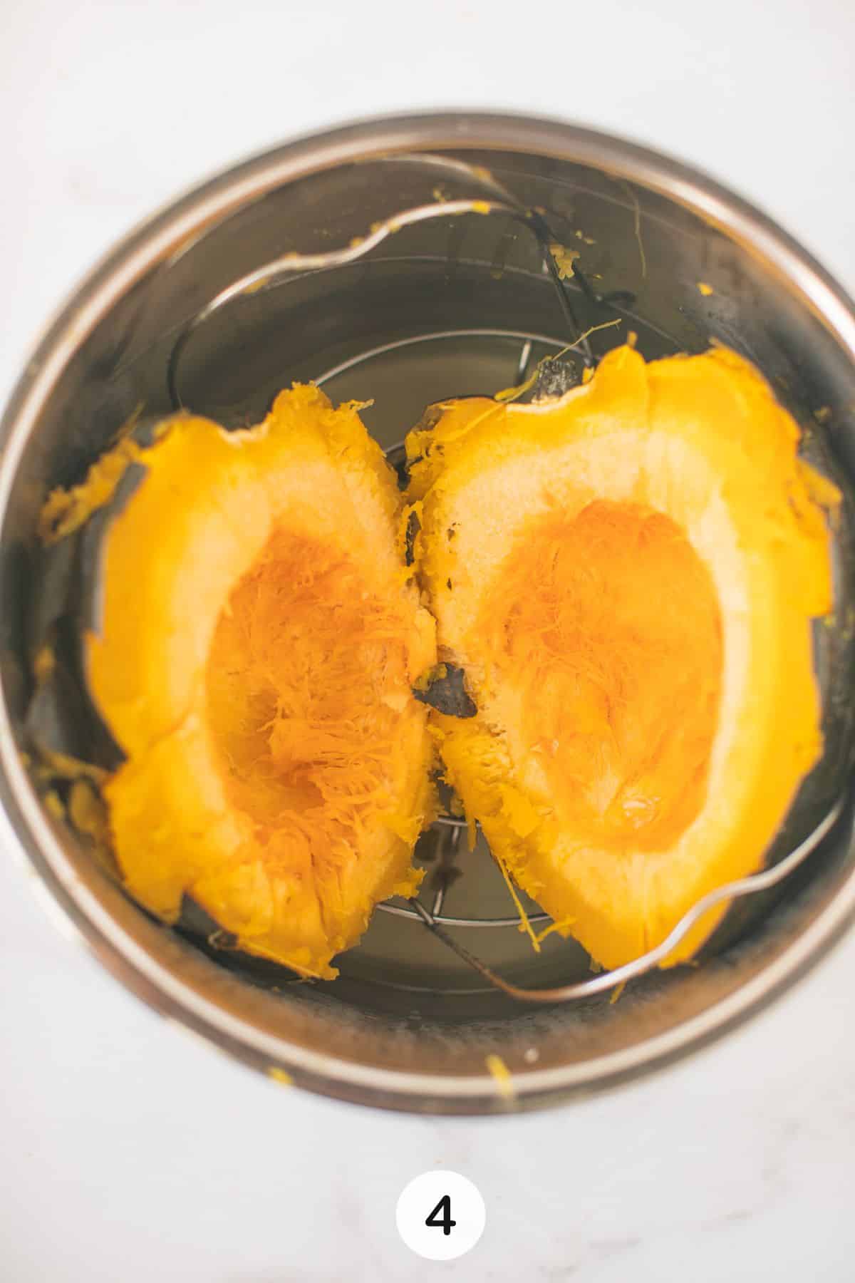 final step in making pressure cooker acorn squash.