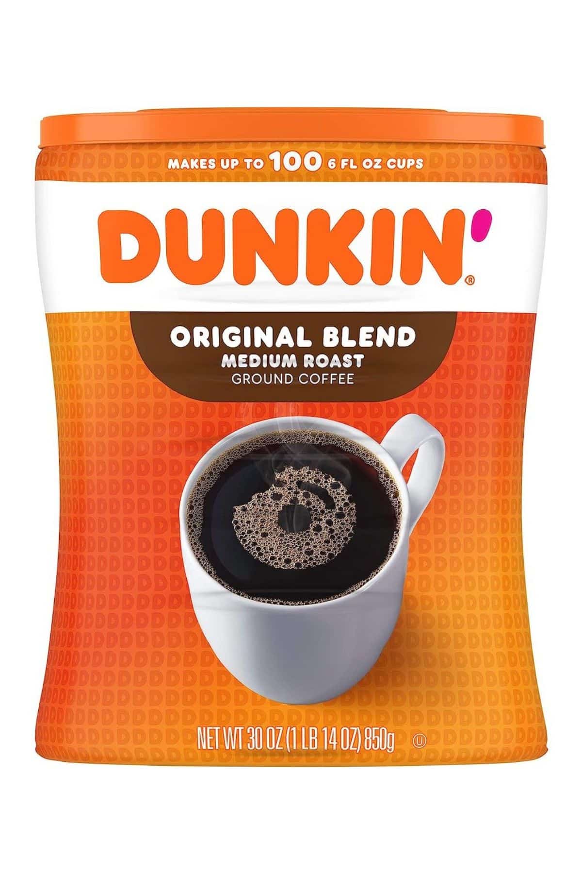 a jar of Dunkin Donuts Coffee in medium roast.