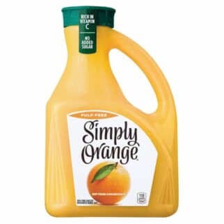 a large jug of Simply Orange Juice.