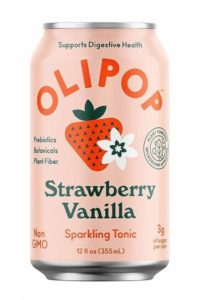 a can of strawberry vanilla Olipop.
