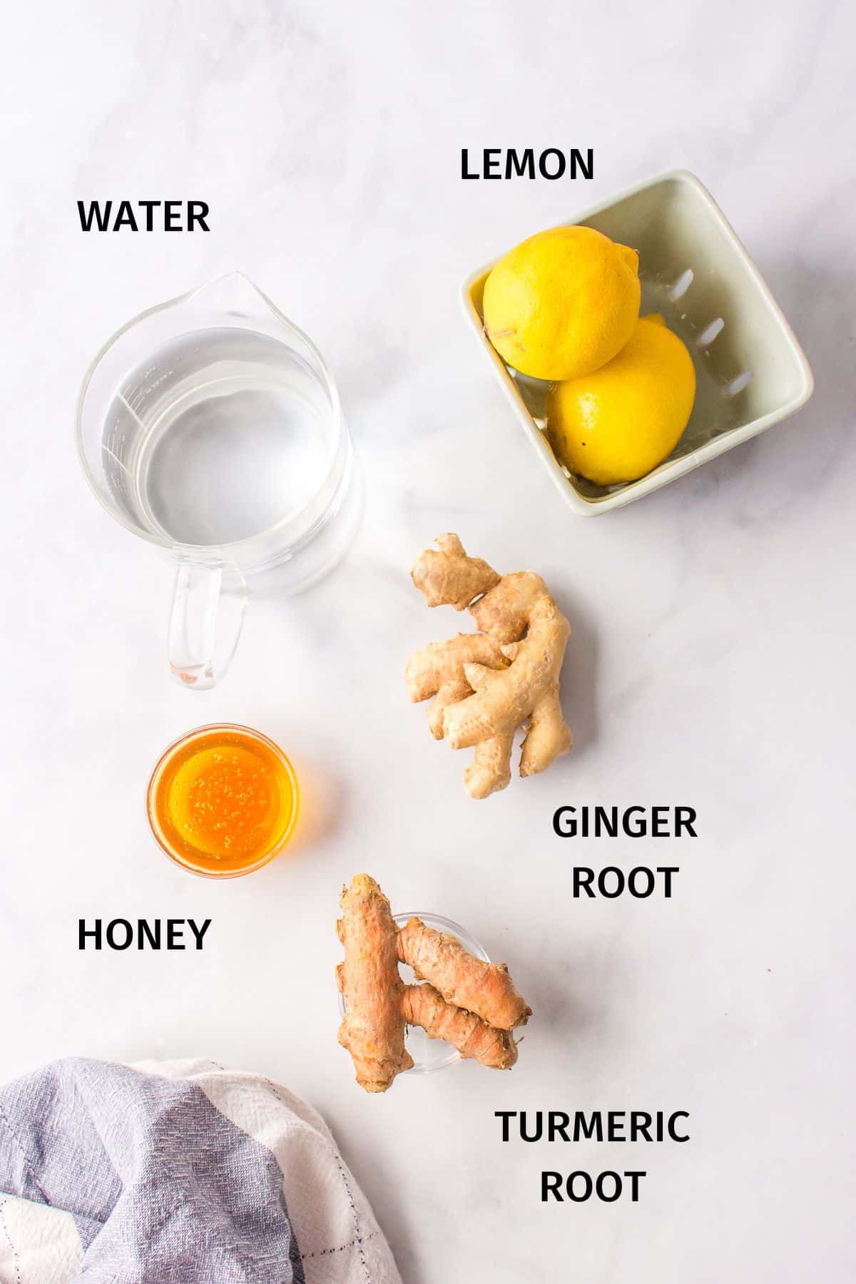 ingredients for lemon ginger turmeric tea.