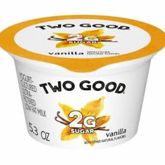 a tub of Two Good Yogurt in vanilla.
