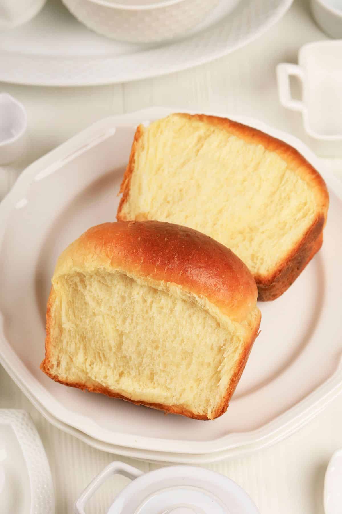 soft bread on plate.