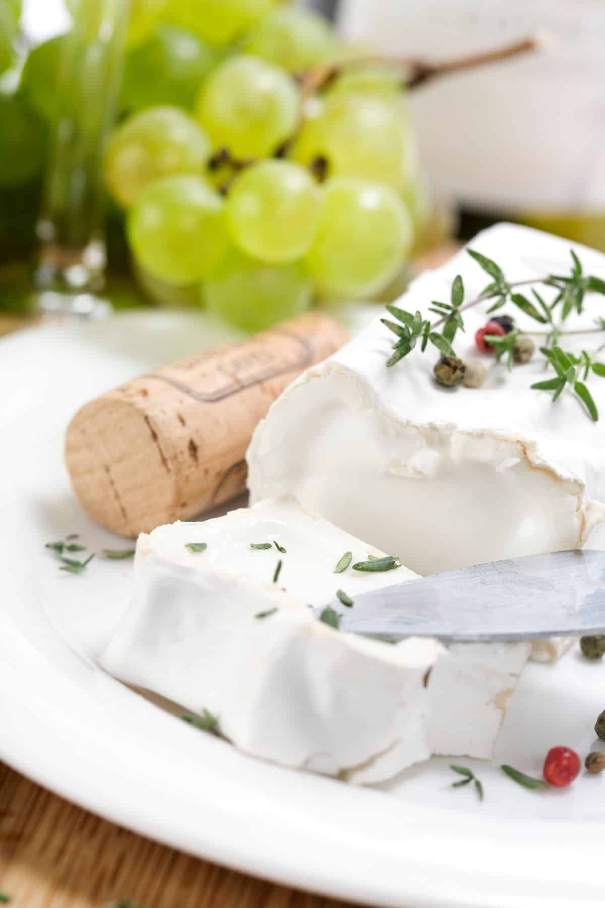 soft goat cheese served on plate.