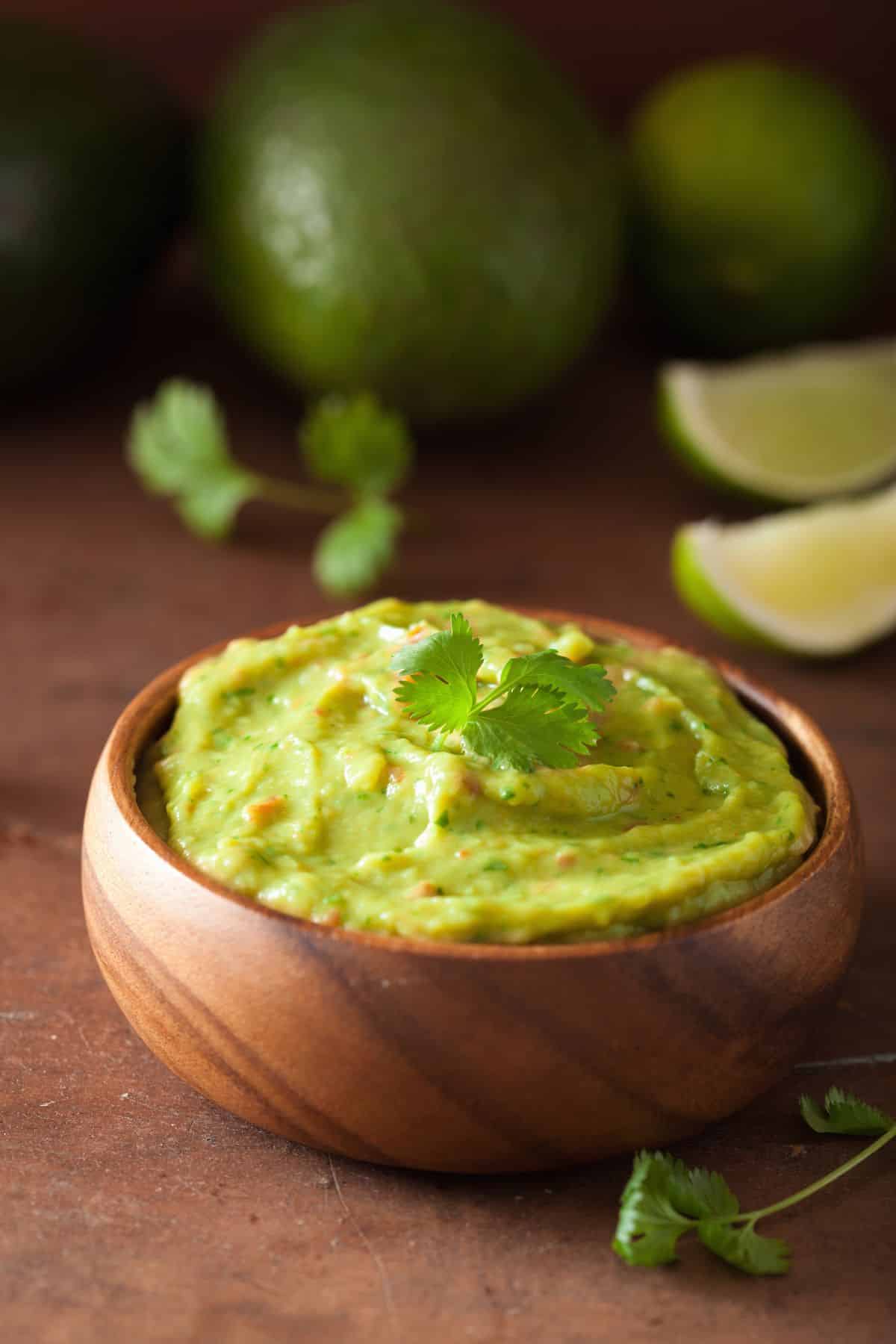 soft guacamole in bowl.