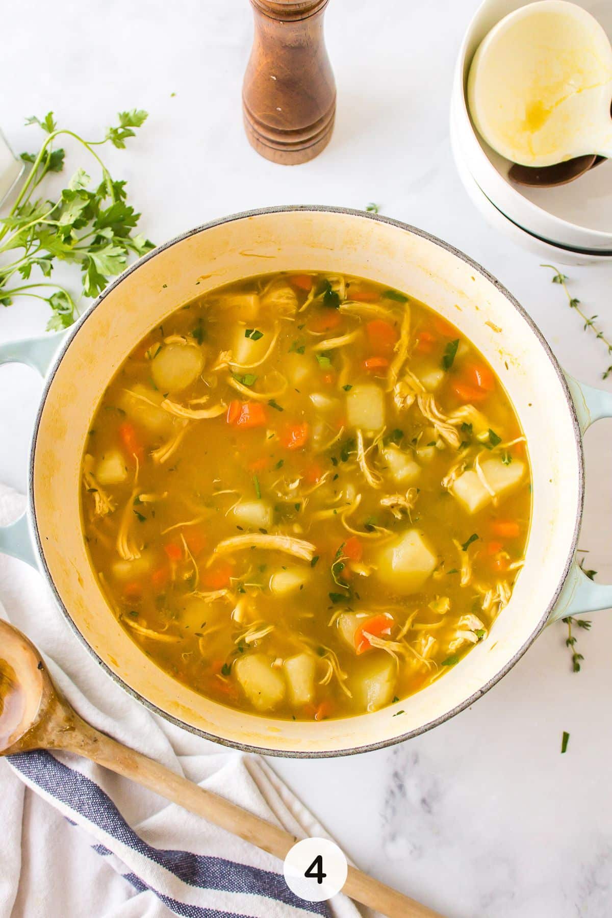 vegetables in pot with bone broth.