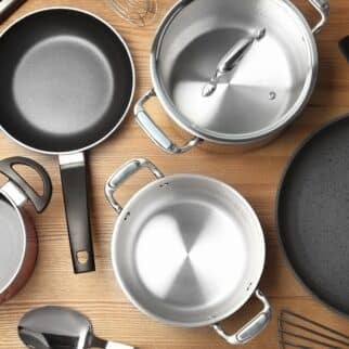 selection of safe cookware on table.