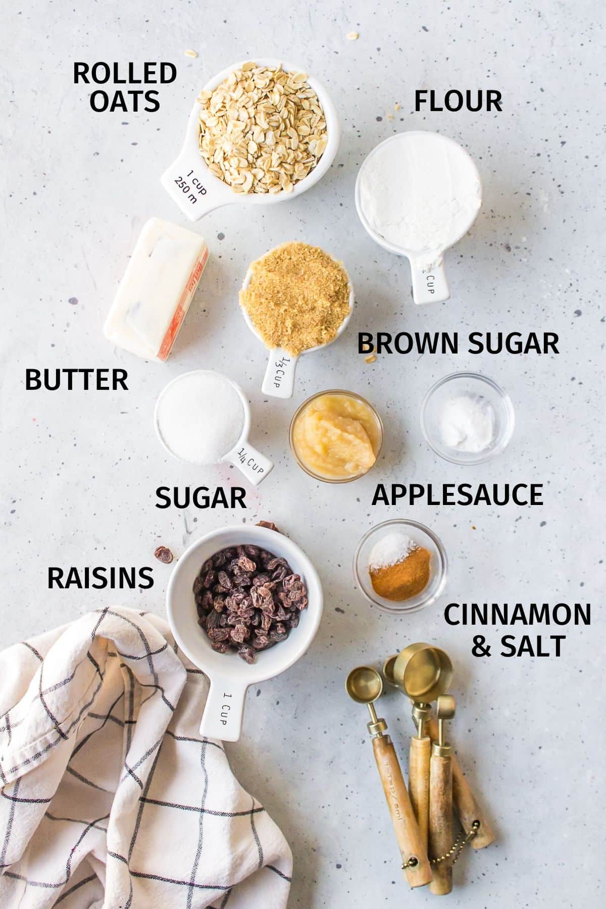 ingredients for oatmeal cookies without eggs.