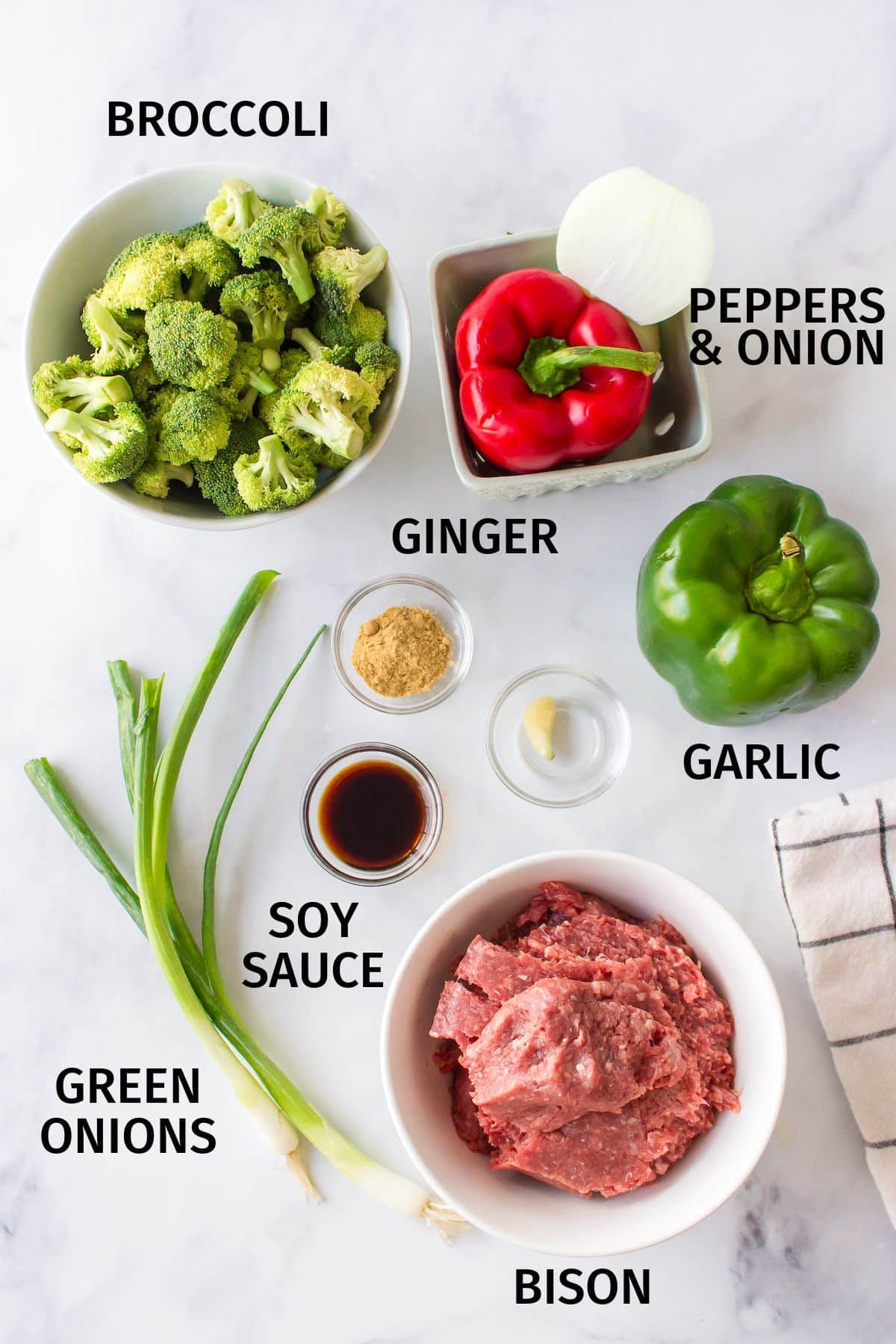 ingredients needed for bison stir-fry.